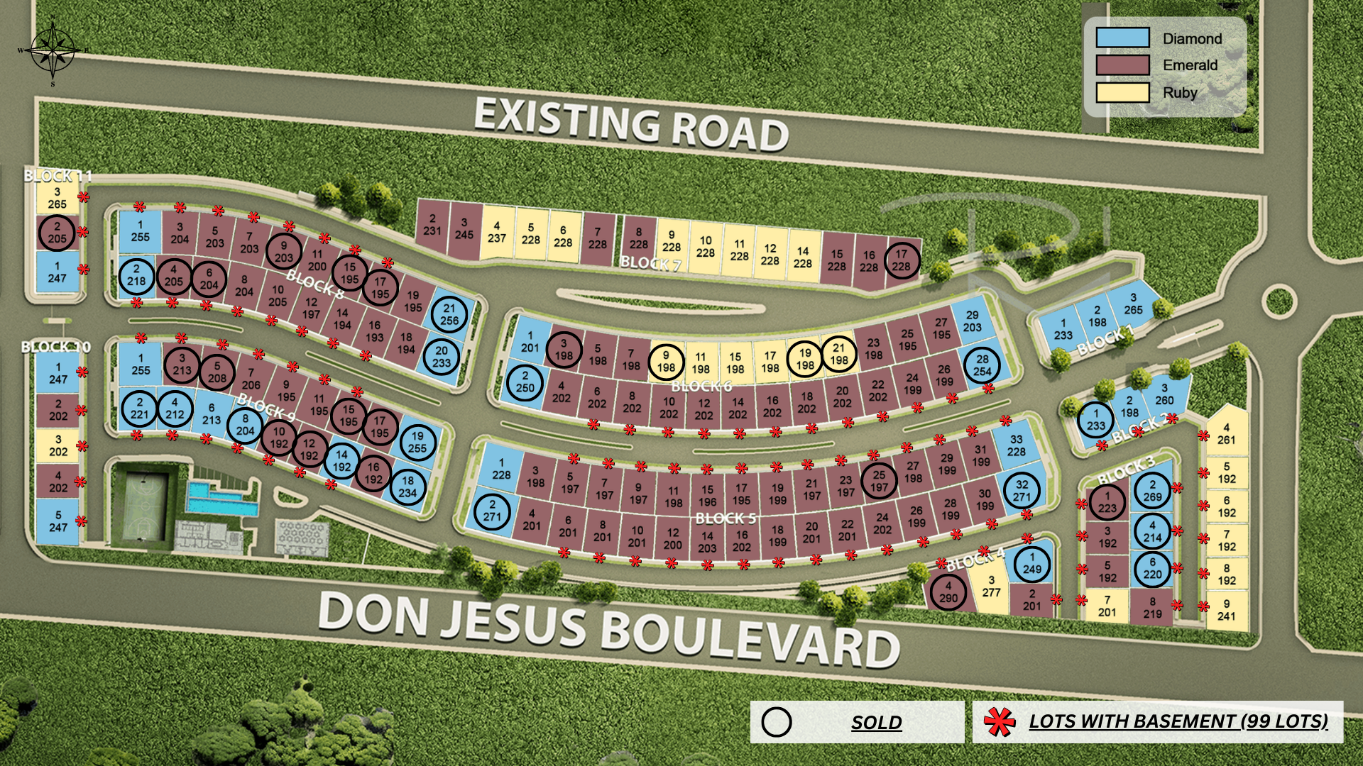 Masterplan map of Nava Hillsborough with lot clusters and surrounding road network