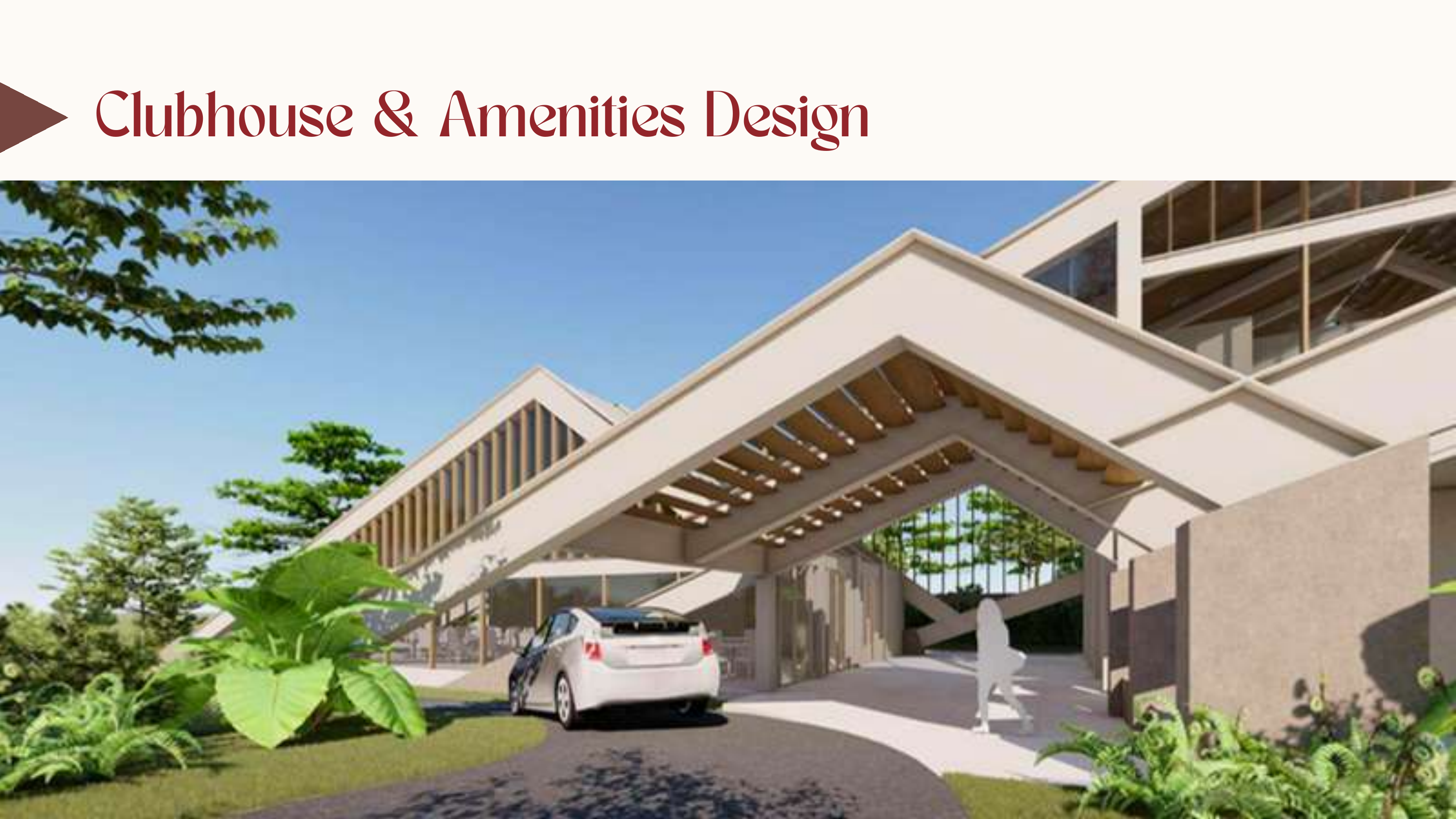 Clubhouse entry canopy with open-air structure