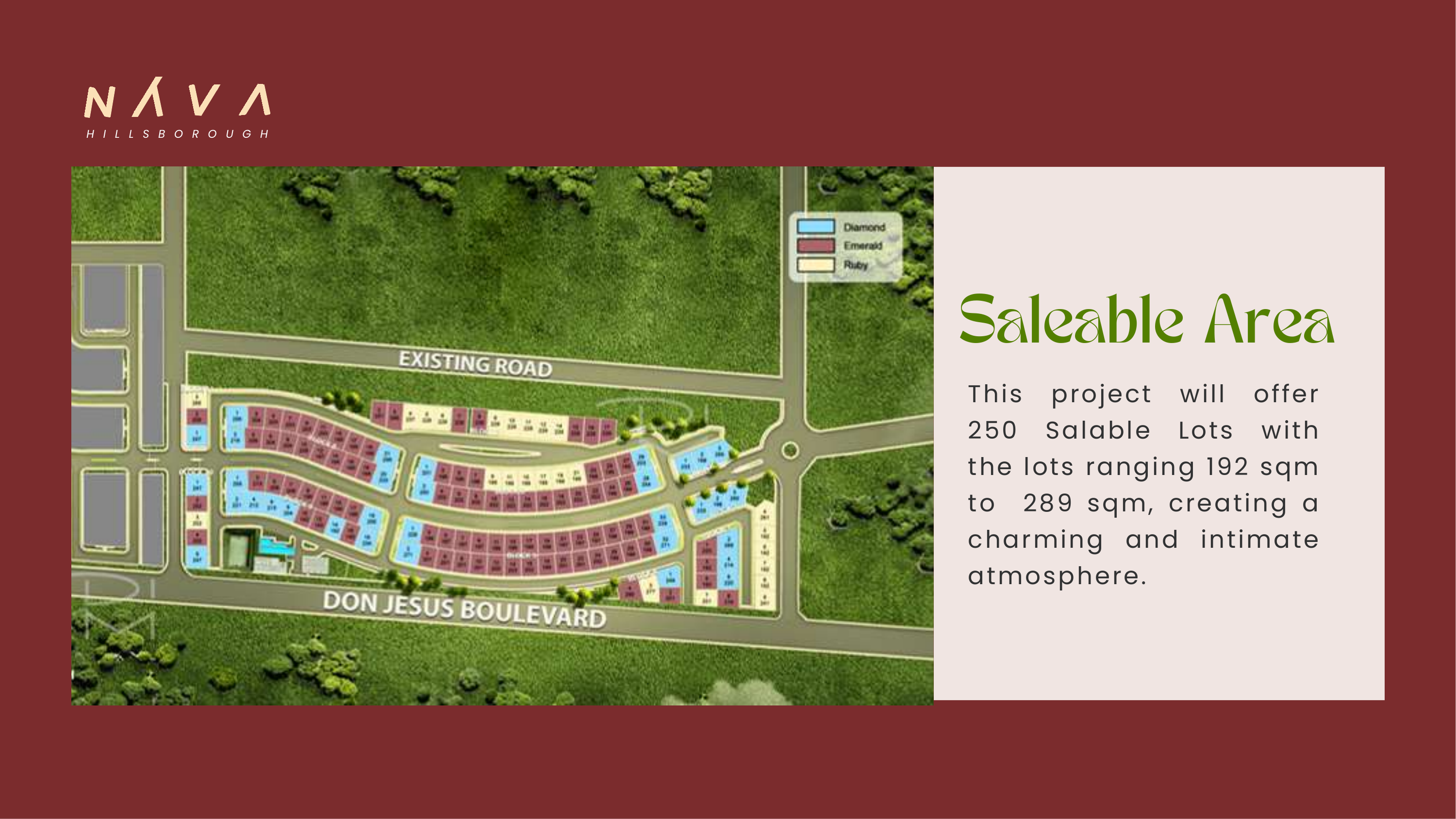 Saleable area site plan showing lot layout along Don Jesus Boulevard